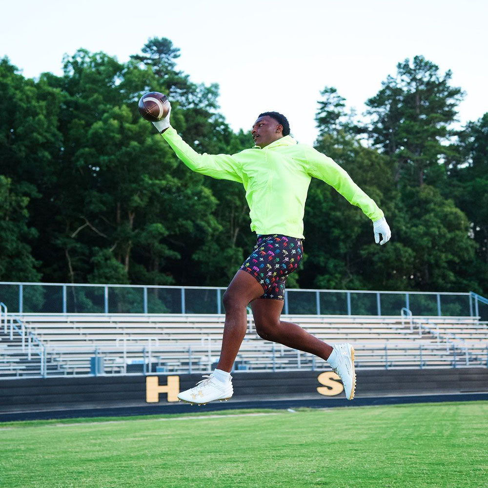 Youth Football Athlete Wearing Shock Doctor Multi Lux Core Compression Short with Cup Pocket