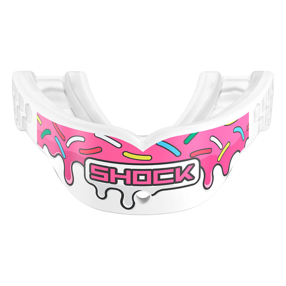 Shock Doctor Gel Max Power Print Mouthguard - White/Pink Sprinkle Drip - Front View