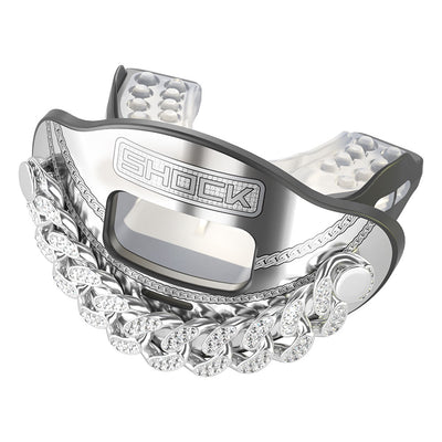 Shock Doctor 3D Ice Chain Max AirFlow Football Mouthguard - Silver - Front Angle View