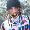 Lifestyle Image of Youth 7v7 Football Player wearing Shock Doctor 3D Skull Jewel Eyes Max AirFlow Football Lipguard