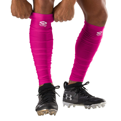 Shock Doctor Showtime Scrunch Leg Sleeves - Pink - On Model - Fitting Leg Sleeve Over Calf