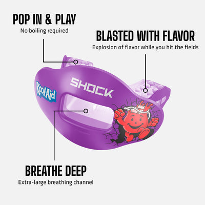 Kool-Aid Max Airflow Tech Callouts (Grape Flavor): 1) Pop In & Play - No boiling required 2) Blasted With Flavor - Explosion of flavor while you hit the fields 3) Breathe Deep - Extra-large breathing channel