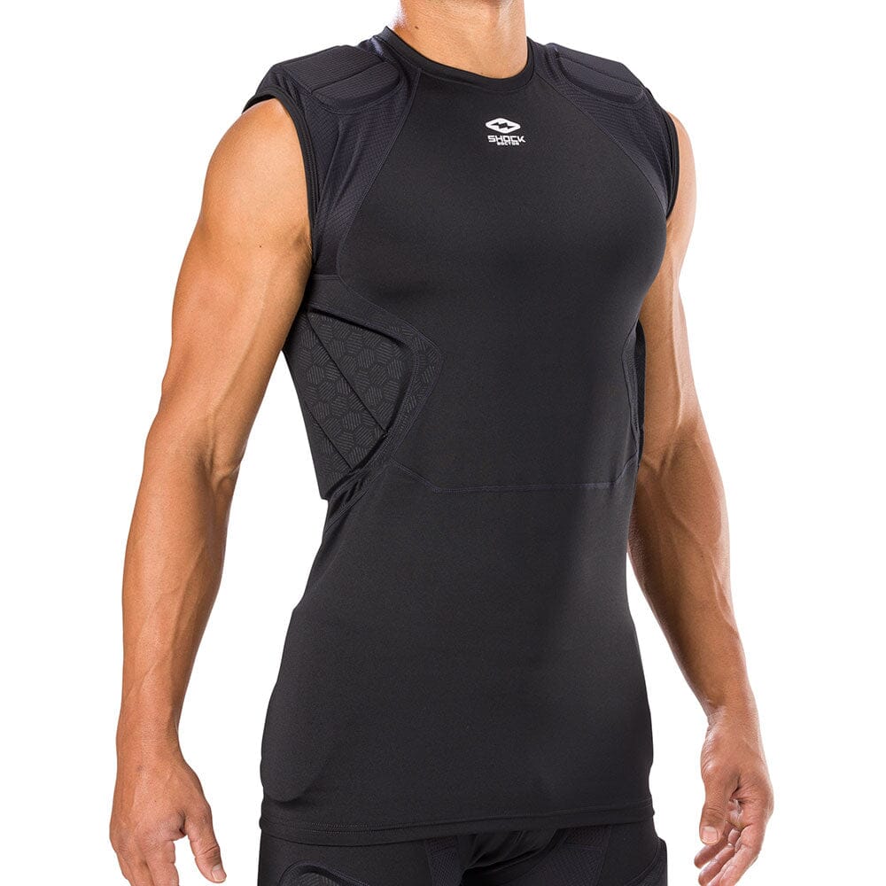 Men's Padded Compression Vest Rib Protector Rugby Padded Top Shirt