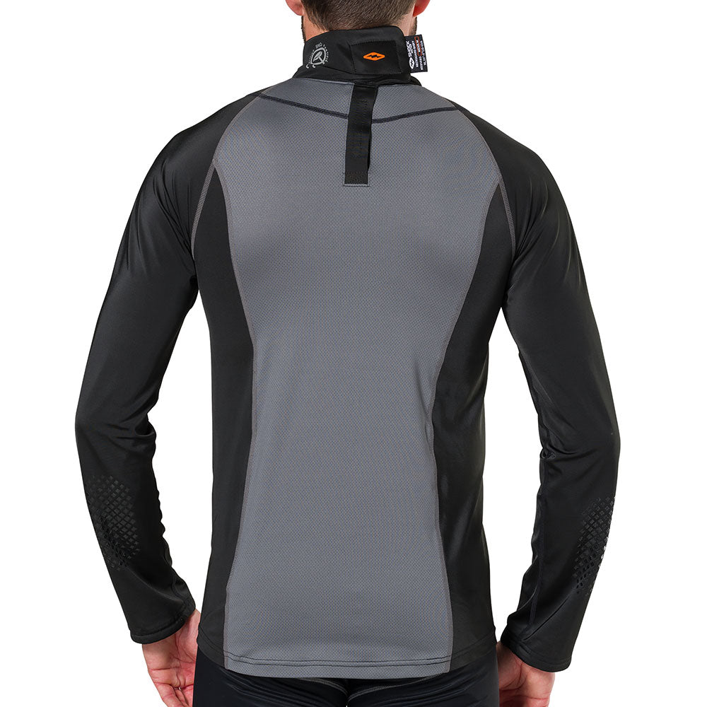 Shock Doctor Ultra Compression Hockey Long Sleeve Shirt With Integrated Neck Guard - Black - On Model - Back View