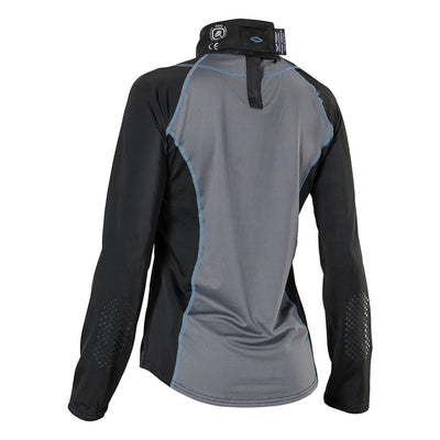 Shock Doctor Women's Ultra Compression Hockey Long Sleeve Shirt With Integrated Neck Guard - Black - Back View