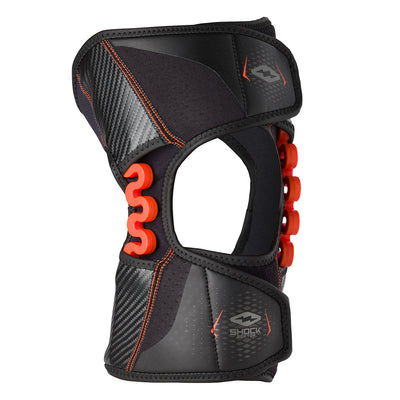 Shock Doctor NRG Knee Over Wrap with Stays with Spring Hinges - On Model  - Front View (Open Patella)