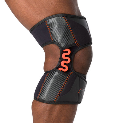 Shock Doctor NRG Knee Over Wrap with Stays with Spring Hinges - On Model  - Side View