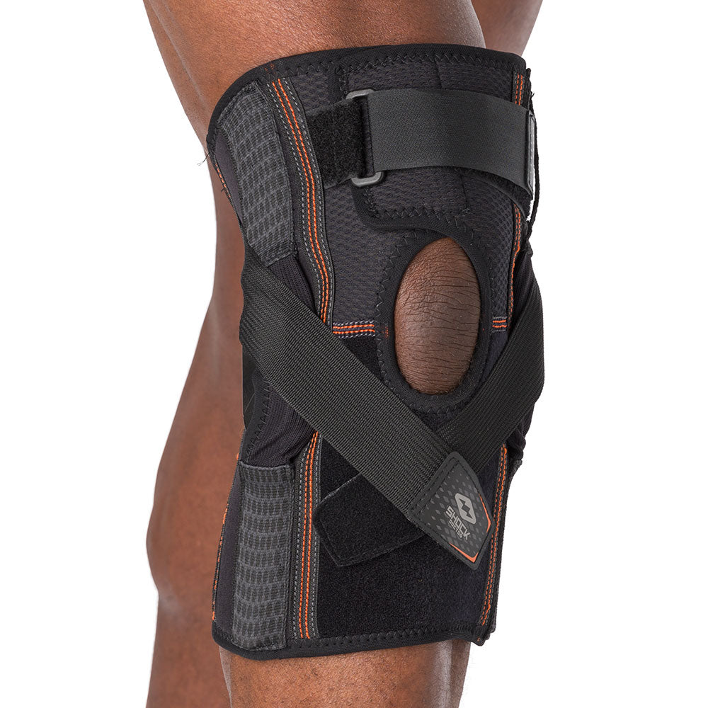 Shock Doctor Hyperlite Knee Brace with Heavy Duty Hinges - On-Body Front View