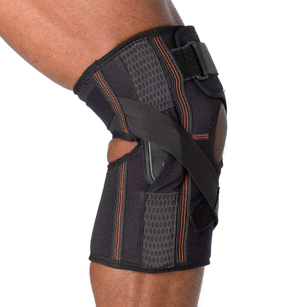 Shock Doctor Hyperlite Knee Brace with Heavy Duty Hinges - On-Body Side View