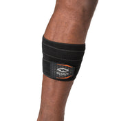 HyperWrap Multi-Use Compression Wrap by Shock Doctor shown in black, providing adjustable support for wrist and knee with wrap-around design.