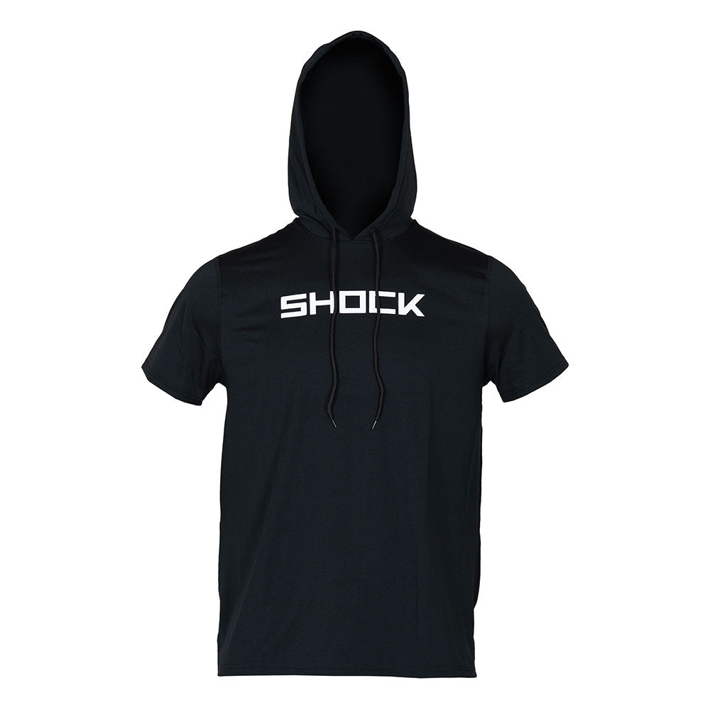 Shock Doctor Short Sleeve Performance Hoodie - Black  - Front of Hoodie