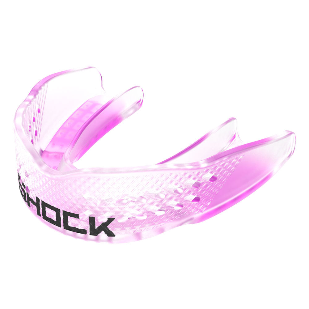 Women's Basketball Trash Talker Mouthguard for High School and Collegiate Players - Purple Clear - Front Left Angle View