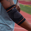 Detail View of Athlete Wearing Shock Doctor Compression Knit Elbow Sleeve with Gel Support