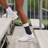 Detail View of Shock Doctor Compression Knit Ankle Sleeve with Gel Support - On Model -Side View