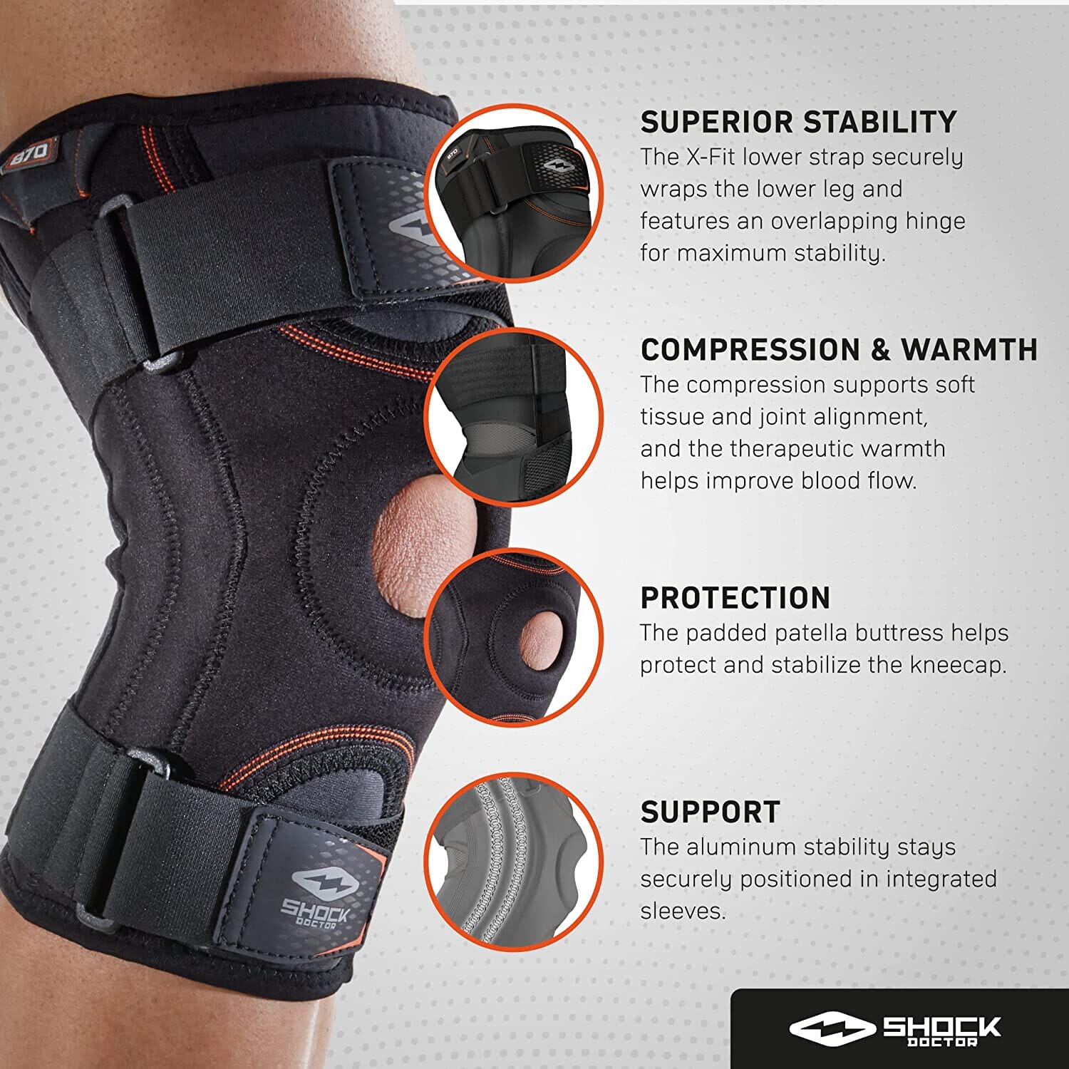 Knee Sleeve/4-Way Elastic with Gel Buttress And Stays