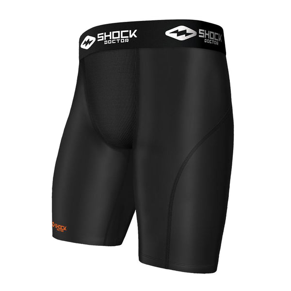 SHOCK DOCTOR CORE COMPRESSION SHORT WITH CUP POCKET, Boys M, White