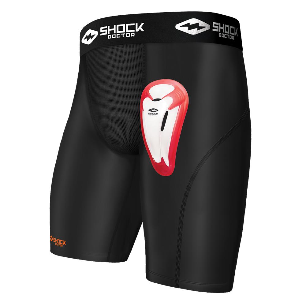  Shock Doctor Compression Shorts with Protective Bio-Flex Cup,  Moisture Wicking Vented Protection, Youth Size White : Clothing, Shoes &  Jewelry